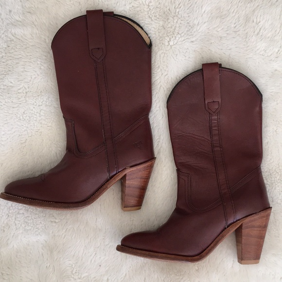 Frye Shoes - Frye Wester Cowboy Boots Leather Brown Size 6 1/2